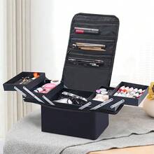Extra Large Vanity Case Beauty Box Make Up Jewelry Cosmetic Nail Tech Storage - Default - View 4
