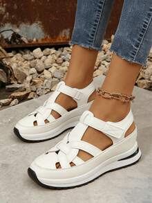 Woman Shoes Minimalist Chunky Heeled Ankle Strap Elegant Summer Black Heeled Sandals For Summer Graduation Heels Prom Heels Vacation Shoes Summer Elegant Basics Business Casual Business Chic Spring Shoes Spring Break Easter - 純白色 - 查看 3