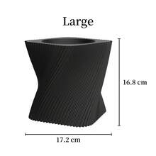 ORIZZONTE Modern Square Decorative Vase With Slanted Spiral Texture – Geometric Design For Succulents And Small Indoor Plants – Home/Office Gift Idea – Available In 2 Sizes – 100% Made In Italy, Shipping From Italy - Tanah liat - View 9