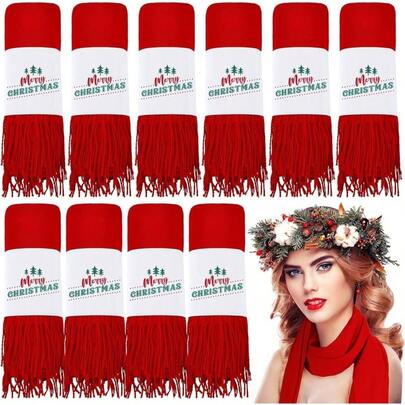 10 Piezas Bufanda Roja Navidea de Invierno al por Mayor Bufandas Clidas Unisex con Temtica Navidea de 198x 68 para Mujeres Hombres, Regalos de Navidad y Recuerdos de