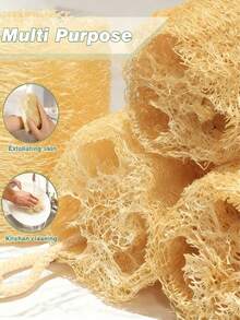 6件套天然丝瓜络套装 - 温和去角质，清洁肌肤，男女皆宜，可用于淋浴、泡澡、SPA、去除污渍或厨房清洁