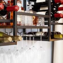 FXLTSBL Wine Rack, Metal Wall-Mounted Wine Rack, Black, Bar Rack With 3 Glass Shelves, Wine Rack With Bottle Storage, Suitable For Bar, Kitchen, Dining Room, Restaurant, 100 X 45 X 25 Cm, Bar Storage, Wine Presentation, Stylish Organizer, Modern Wine Rack, Durable Rack, Wall-Mounted Shelf, Bottle Storage - Black - View 6
