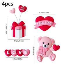 Bộ trang trí bánh màu hồng 4 món/12 món, thích hợp để trang trí bánh ngày Valentine, đám cưới, sinh nhật và làm quà tặng. - Nhiều màu - Xem 9