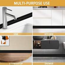 1 pieza Protector de salpicaduras de esquina autoadhesivo de 2m/78.74 pulgadas y tira de sellado para encimeras de cocina, fácil instalación, para protección de superficies húmedas, barrera impermeable para baño, protector de salpicaduras de baño elegante y flexible - Multicolor - Ver 12