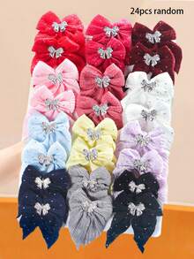 24/12/6pcs Pearl Rhinestone Bow Hair Clips, Durable & Non-Damaging, Sweet & Cute Hair Accessories - Suitable For Girls And Women, Daily School, Dating, Vacation - Multicolor - View 13