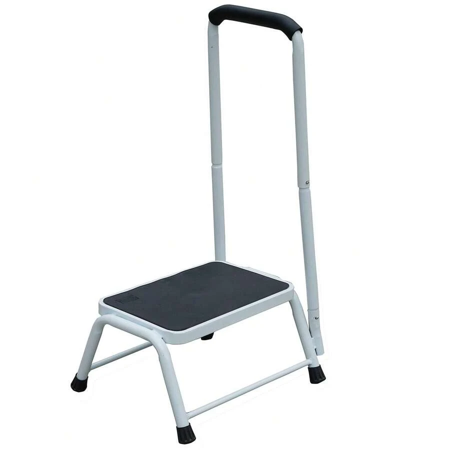 Gr8 Home Step Stool Non Slip Mat Caravan Door Ladder Van Motorhome Camper With Handrail - White - View 1