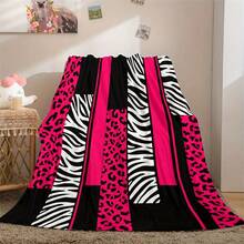 Ultra-Soft Cheetah Pink Flannel Throw Blanket - Versatile & Warm For Bed, Sofa, Car Travel | Machine Washable, All-Season Comfort, HKStorage - 多色2 - 查看 5