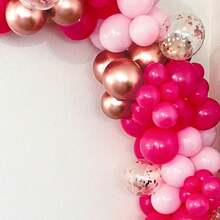 45pcs Fuchsia, Light Pink And Rose Gold Balloon Set, Includes Confetti Balloons, Romantic And Elegant Color Combination, Ideal For Valentine's Day, Wedding, Birthday, Engagement, Anniversary, Baby Shower And Various Party Decorations, Great For Making Balloon Arches Or Photo Props - Multicolor - View 3