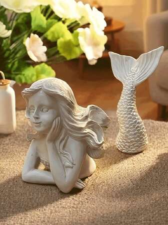 美人鱼摆件套装，温馨家居装饰艺术摆件，创意树脂桌面摆件，适用于客厅