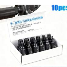 10 piezas Juego de extractores de tornillos de acero de aleación de 1/8" a 13/32" para tuercas dañadas, extrae fácilmente pernos y tornillos rotos - Negro - Ver 4