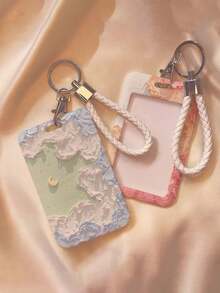 Ví đựng thẻ vẽ hoa kèm móc khóa - Thiết kế tranh vẽ hoa và trăng, bảo vệ thời trang cho thẻ học sinh và thẻ văn phòng của bạn, có nắp trượt và dây đeo thẻ, vỏ bảo vệ bằng nhựa bền chắc phù hợp cho thẻ học sinh, thẻ ăn, thẻ phương tiện công cộng và thẻ tàu điện ngầm, ví đựng thẻ cứng, bảo vệ thẻ ID công việc. - Nhiều màu - Xem 6