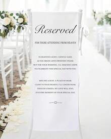 Wedding Reserved Chair Signs – 15 X 53 Inch Memorial Sign For Chairs In Loving Memory – Perfect For Wedding, Engagement, Or Heaven Tribute Keepsake - 從天而降 - 查看 1
