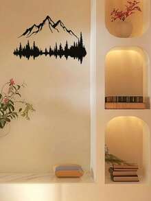 HELLOYOUNG Upgraded Black Metal Wall Art Set Of 2 - Mountain Forest Tree Sculpture For Rustic Farmhouse Decor, Large 16"X7.1" Wall Hanging For Living Room, Bedroom, Patio & Garden, Indoor Outdoor Home Decor Aesthetic - 彩色 - 查看 8