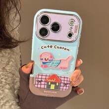 Cat Motif Leather GUCADI 1pc Embroidered Cat & Dog Design Compatible With IPhone 17 Pro Max/16/15/13/11 Phone Case, Colorful Mirror, Foldable Stand, Animal, Plaid, Cartoon, Contrast Color, Polka Dot, Stand, 3D, Geometric, Graffiti, Niche, Ins Style Spring Gift - Baby Blue - View 6