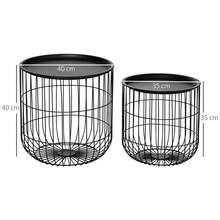 HOMCOM Juego de 2 Piezas Mesa de Café Mesa Auxiliar Skandidesign Mesa de Café con Espacio de Almacenamiento en Acero Negro para Sala de Estar y Muebles Modernos en Sitio - 1 - Ver 3