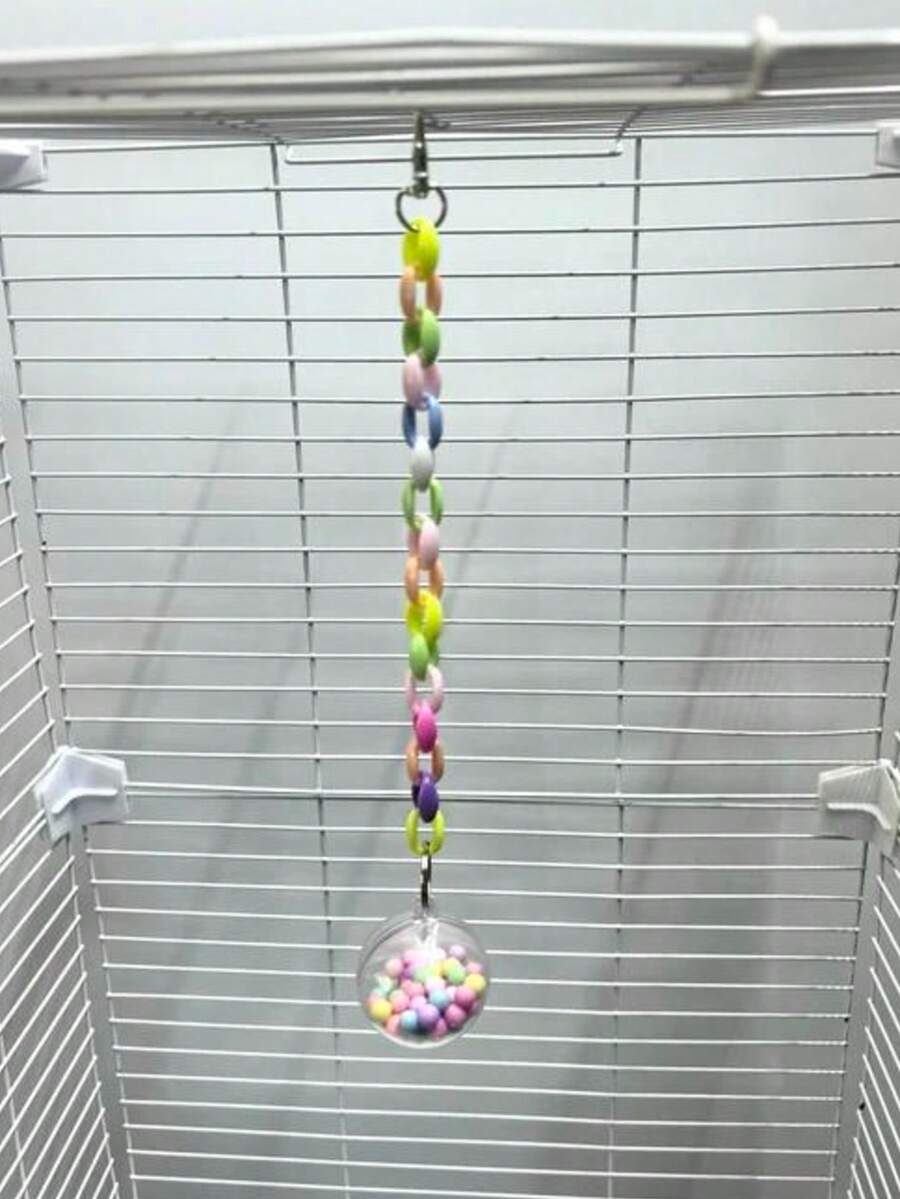1个随机颜色鹦鹉串珠透明球玩具笼挂耐啃咬鹦鹉玩具,玄凤鹦鹉鸟类用品 - 彩色 - 查看 1