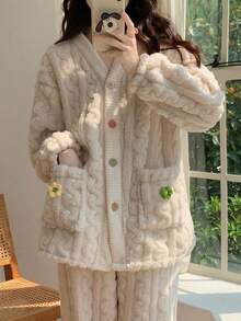 Kigurumi Pajamas, Character Pajamas, Loungewear, Korean Pajamas, Adult, Cosplay, Group Outfit, Fluffy Pajamas, Loungewear, Cultural Festival, Costume, Adult, Fleece Material, Comfortable, Character Costume, Unisex - Floral Pajamas, - View 4