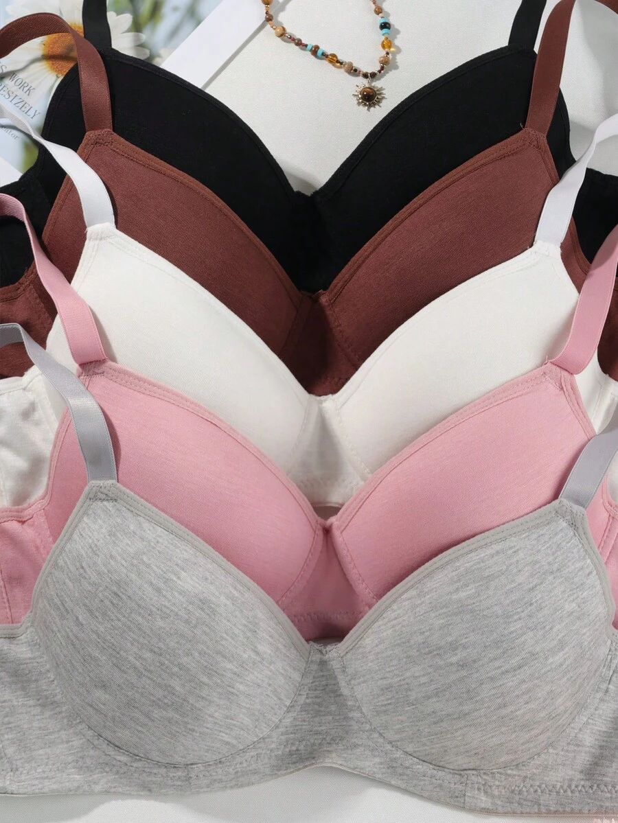 5件/套 女士简约休闲钢圈文胸