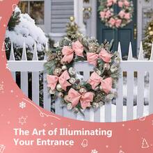 24 Inch Christmas Wreath  Features Shatterproof Balls And A Mixed Pink Bow For Long-Lasting Holiday Door Decor - màu đen - Xem 5