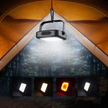 Luz de camping recargable para exteriores Tipo C, luz LED impermeable para tiendas de campaña, luz blanca cálida y roja, luz de emergencia con batería externa. - Negro - Ver 1