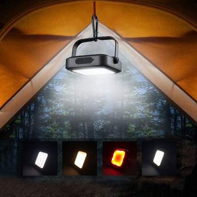 Luz de camping recargable para exteriores Tipo C, luz LED impermeable para tiendas de campaña, luz blanca cálida y roja, luz de emergencia con batería externa.