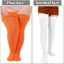 Plus Size Thigh High Socks For Thick Thighs Women- Thigh Highs Widened Extra Long Thick Knit Socks,28431947 - 玫紅色 - 查看 6