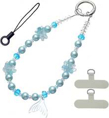 Handmade Phone Lanyard Wrist Strap- Multi-Use Anti-Drop Strap With 2 Tether Tabs - Women - 藍色 - 查看 13