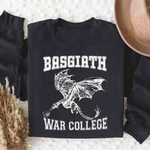Basgiath War College Sweatshirt, Fourth Wings Shirt, Basgiath War College Shirt, Bookish Shirt, Gift For Readers,Book Lo(-121-0)-Cla-Ssic And Comfortable Cotton Unisex Swearshirt For Everyday Wear. Suitable For Street, Weekend, Sports And Daily Wear, Breathable Thick Fabric, Not Easy To Pilling And Fading - 黑色 - 查看 2