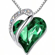 Infinity Love Heart Necklace, Birthstone Necklace For Women, Jewelry For Women With Healing Crystals, Allergy-Free... - 05-may-emerald Green - View 6