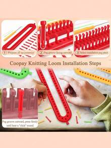 围巾编织器套装，DIY编织器套件（含钩针），手工编织套装，编织器套装，手工工艺编织工具，适用于编织毯子、毛衣、围巾、帽子和披肩，适合初学者