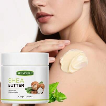 200g Crema hidratante de manteca de karité tamaño familiar - Hidratación duradera, nutritiva para rostro y Body, apta para hombres y mujeres, set de regalo de cuidado diario de la piel para Navidad