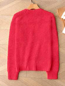 Áo len mohair nữ - Tay raglan kiểu Pháp, dáng rộng, mềm mại và thoải mái, thích hợp cho mùa thu/đông, món quà Giáng sinh/sinh nhật tuyệt vời. - Hoa anh đào - Xem 2