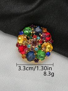 2件/套 花形多色水晶玻璃铜爪金属纽扣，优雅装饰外套、皮草、西装、连衣裙、DIY花束、礼品盒、包袋、缝纫配件 - 彩色 - 查看 5