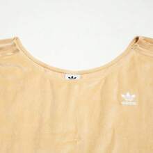 Adidas Spring/Autumn Loose Fit Women's Ultra Short Pullover Sweatshirt, Versatile Comfortable Sports Top H18839 - Beige - View 2