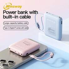 Winsway 20000mAh Power Bank With Built-In Cable For Efficient And Convenient Use High-Capacity, Durable, And Portable Design LED Real-Time Battery Level Display Available In Multiple Colors Compact And Practical For Everyday Use - Màu xanh lam - Xem 6