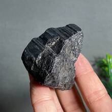 1 pieza Piedra de turmalina negra irregular de gran tamaño, cristal en bruto, decoración del hogar, regalo de colección - Negro - Ver 12