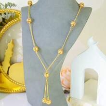 Dubai Muslim Fashion Gold Color Long Necklace 24k Gold Plated Arabic Bridal Wedding Body Chains Turkish Vintage Coins Women Jewelry - Long Necklace a - View 18