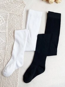 2pairs Toddler Girls Solid Tights