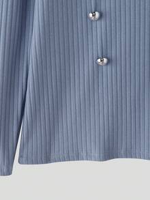INCERUN Fashion Mens High Neck Long Sleeve Buttons Casual Pullover Shirt Rib Knit Tops - Blue - View 6