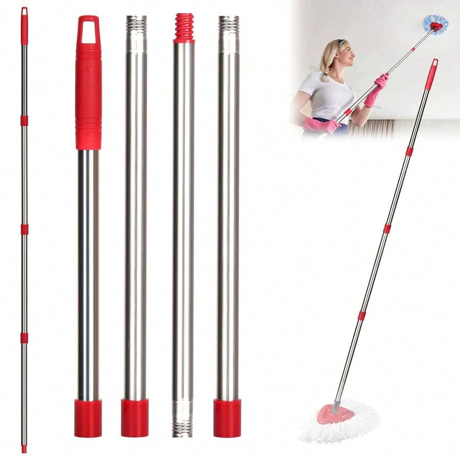 Spin Mop Replacement Handle - 4-Section 30" To 58" Mop Handle Replacement Stick Compatible With O-Ceda Spin Mop, EasyWring Mop Handle For Floor Cleaning(Mop Head&Base Not Include) - Đỏ - Xem 1