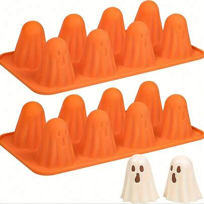 2-Piece Kamehame Ghost Silicone Mold, Summer Ghost Ice Cube Mold, Ghost Chocolate Candy Mold, Halloween Silicone Mold, Suitable For Ice Cubes, Jelly, Chocolate, Candy, Gummy, Crayons, Resin