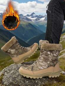 Botas de senderismo para hombre con forro térmico, nuevas para invierno. Zapatos deportivos para exteriores, botas de montañismo, botas de nieve, botas altas, ligeras y versátiles, diseño de pareja, botas cálidas - camuflaje - Ver 12