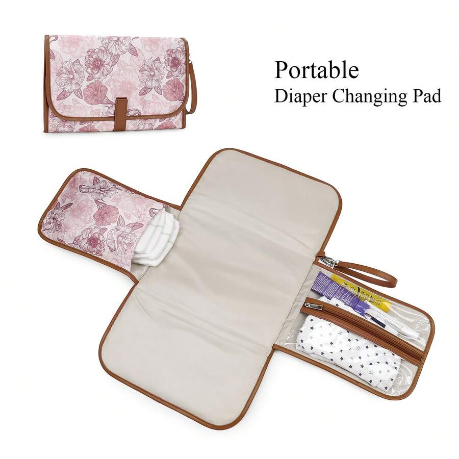 CPC Floral Print Waterproof Diaper Changing Pad, Portable Wet/Dry Separation Baby Care Mat - Multicolor - View 1