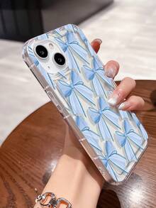 1pc Fashionable Personalized Bow Tie Graphic Aesthetic Pattern Transparent TPU Airbag Shock Absorption Phone Case Compatible With IPhone 16/16Pro/16Plus/15/15ProMax/15Pro/11/12/13/14ProMax/12Mini/13Mini/11Pro/11ProMax/12Pro/12ProMax/13Pro/13ProMax/14Pro/14ProMax, Soft Shell, High-End