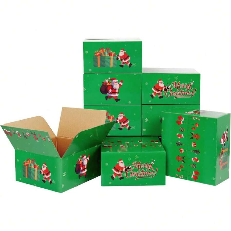 8x8x4 Christmas Shipping Boxes, 30 Pack Christmas Mailing Boxes For Small Business, Corrugated Cardboard Holiday Gift Cartons For Packaging,28452148 - 藏蓝色 - 查看 1