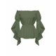 2521705 Green Off-shoulder Shirt