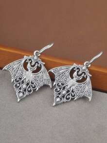 1 Cặp bông tai mặt dây chuyền hình dơi ma cà rồng bí ẩn phong cách Gothic, Trang sức dự tiệc cho nữ, Phụ kiện cặp đôi - bông tai - Xem 6