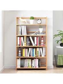 Senmeo Bamboo Bookshelf With Adjustable Shelves, Narrow 4 Or 5 Tier Wooden Bookcase, Natural Storage Shelf Organizer For Small Spaces, Bedroom, Living Room, Home Office, Standing Shelf, Shelf Organizer And Storage, Storage And Organization, Book Shelve, Shelve For Storage, Storage Shelve, Standing Shelf - 5層 - 查看 6