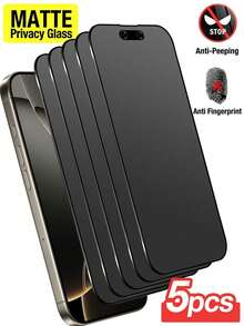 Yezodawee 5片/套磨砂钢化玻璃屏幕保护膜,防窥视,隐私保护,全覆盖,防指纹,防摔,防刮花,触感顺滑,兼容 17 Pro Max/17 Pro/17 Air/17/16 Pro Max/16 Pro/16 Plus/16/15 Pro Max/14 Pro Max/13 Mini/12/11/XS Max/XR/8+/7 Plus系列 - 5pcs Matte Privacy - 查看 25