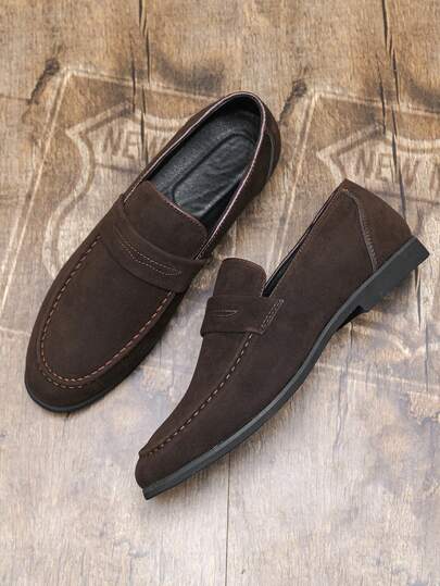 Men's Casual Shoes, New Versatile Moccasin Shoes, Suede Leather Slip-On Loafers, Boat Shoes, Slouchy Driving Shoes, British Style Business Work Shoes (Loafers Run Small, Big-Footed Customers Are Advised To Order One Size Up)
